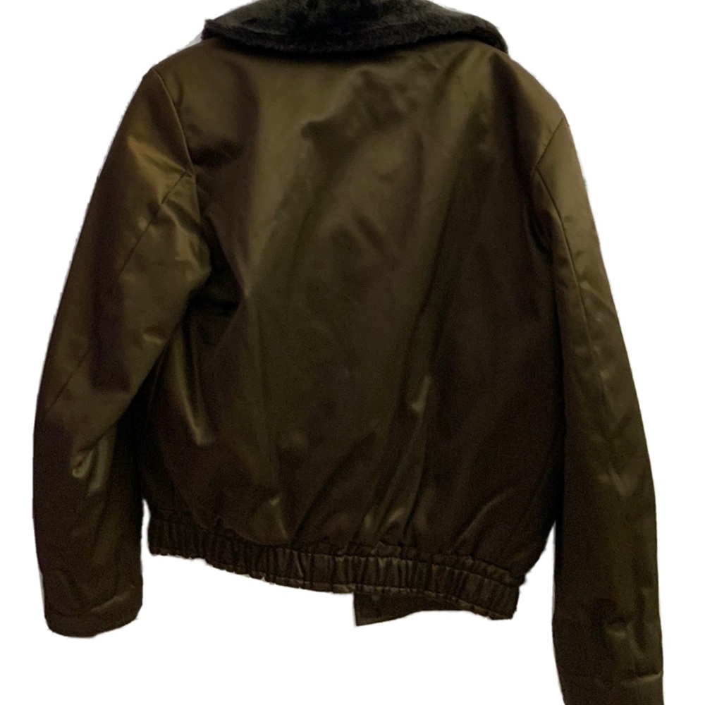 Golden Fleece Aviator Police Bomber Jacket Brown Size 40 Fur Collar Thinsulation - Picture 2 of 6